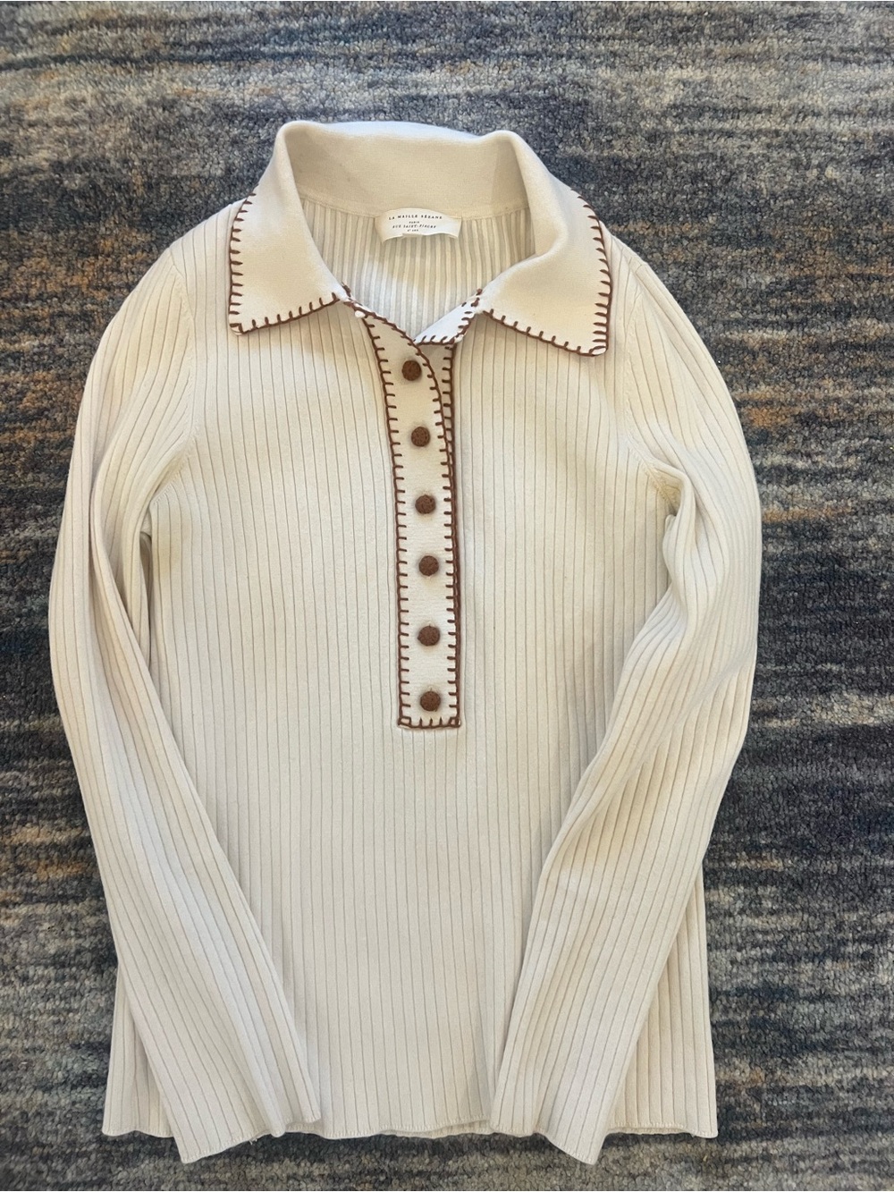 Sezane Armelle Jumper in Brown/Ecru